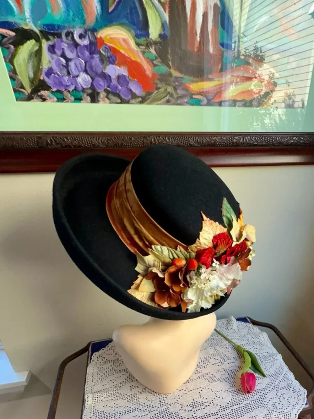 The Ultimate Fall Hat - Vintage Victorian Style Picture Hat in Autumn Colors